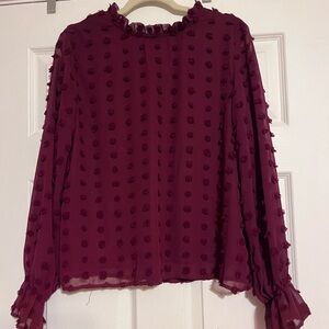 She+Sky blouse maroon long sleeve